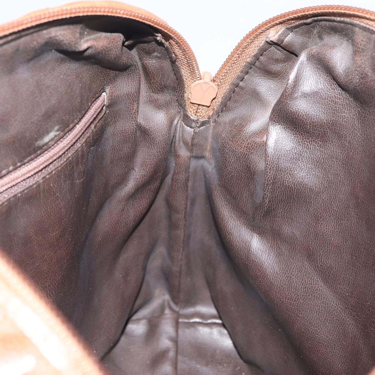 BALLY Hand Bag Leather Brown Gold Auth BA12542
