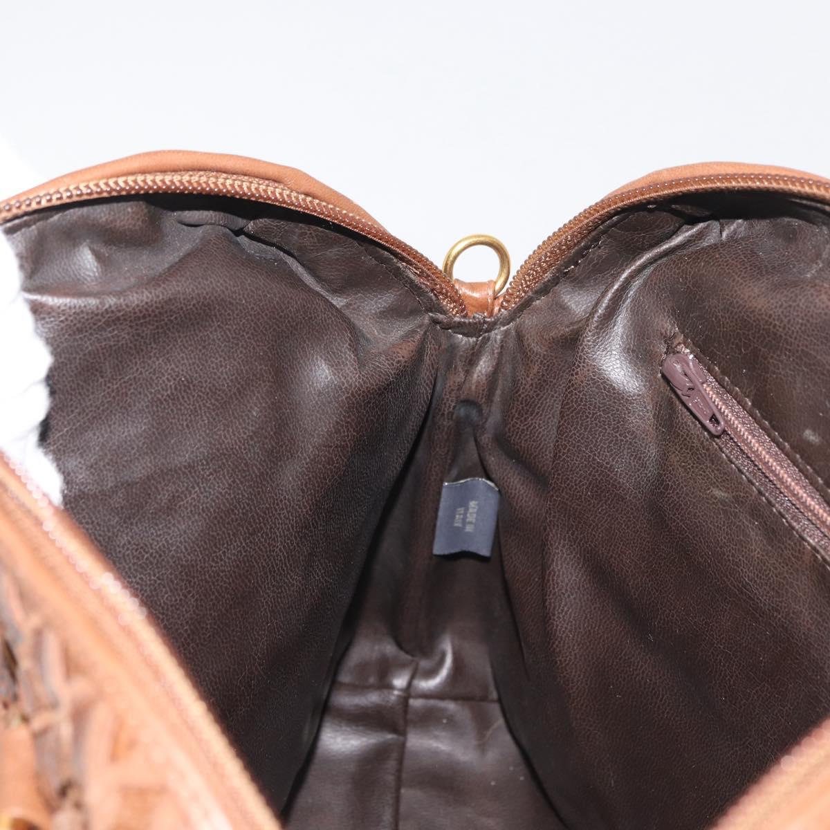 BALLY Hand Bag Leather Brown Gold Auth BA12542