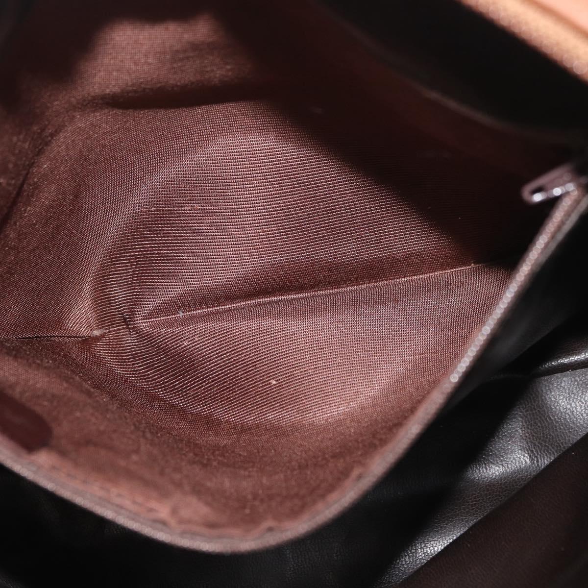 BALLY Hand Bag Leather Brown Gold Auth BA12542