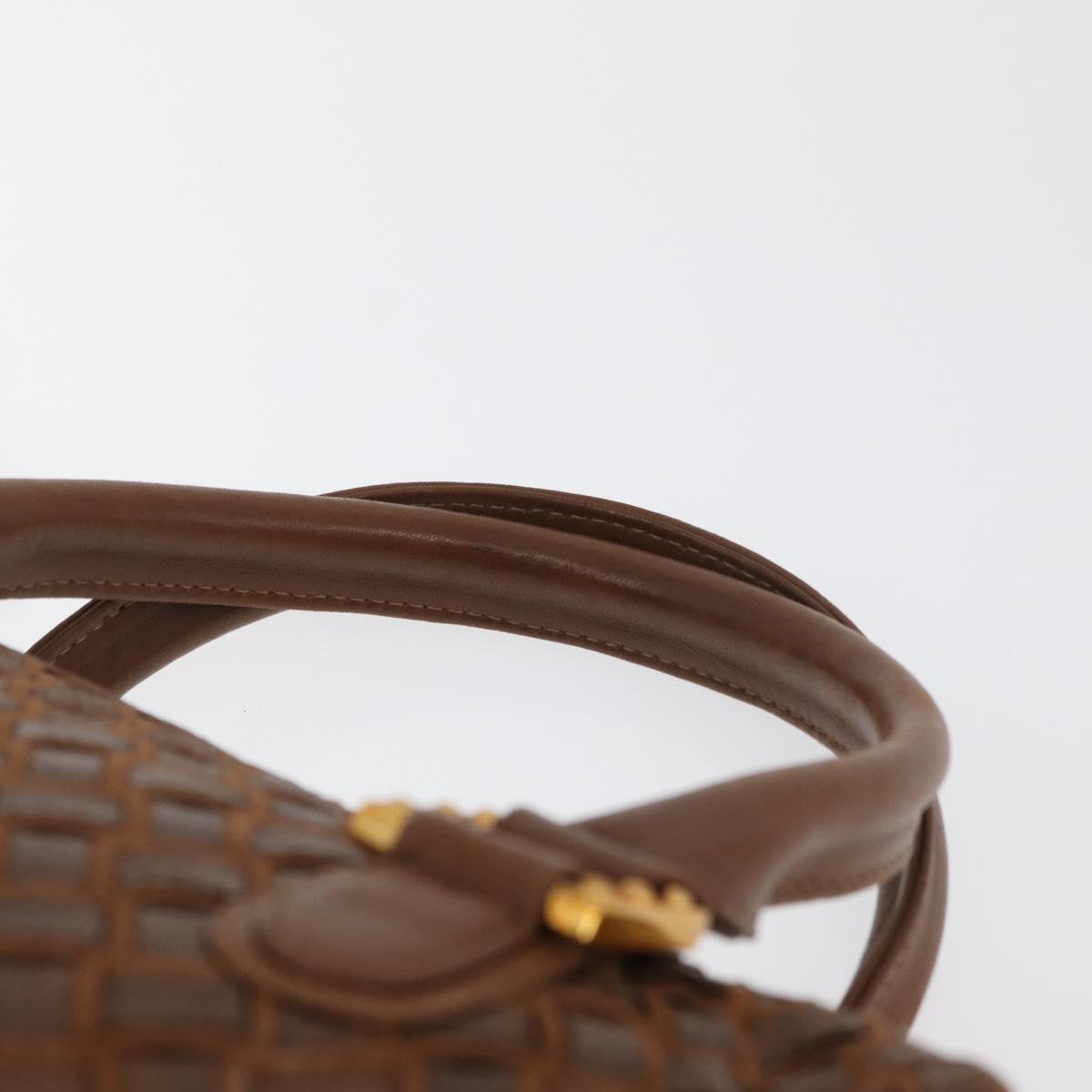 BALLY Hand Bag Leather Brown Gold Auth BA12542