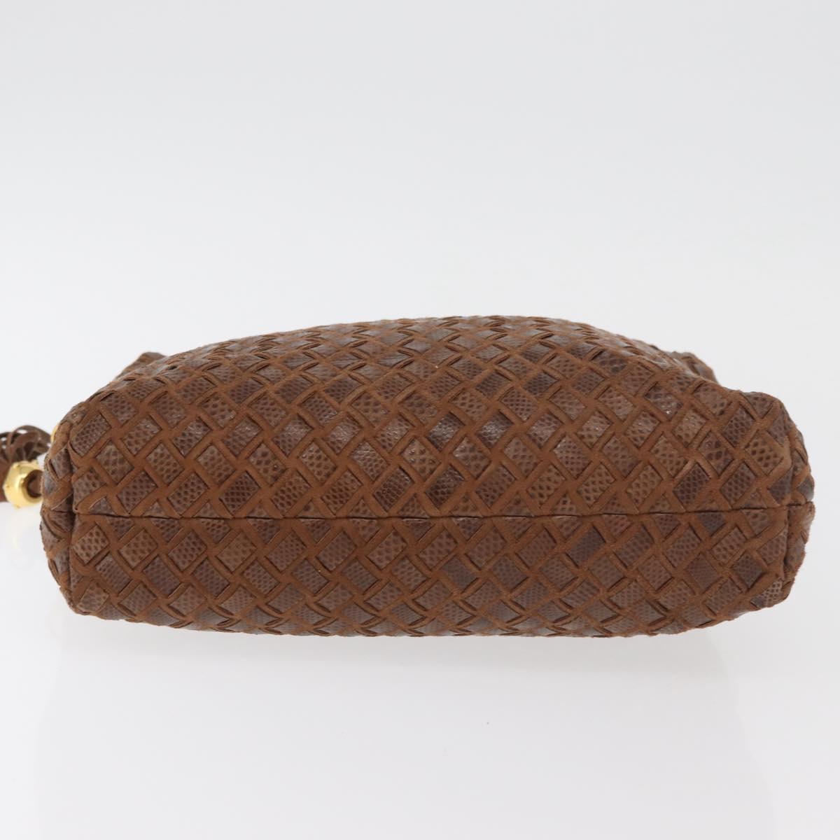 BALLY Hand Bag Leather Brown Gold Auth BA12542