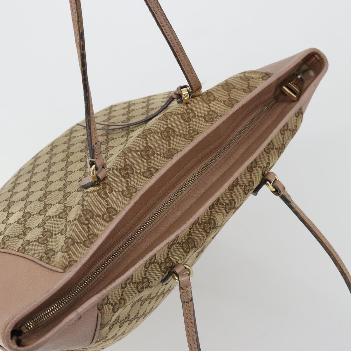 GUCCI GG Canvas Tote Bag Beige Gold 323671 Auth BA12545