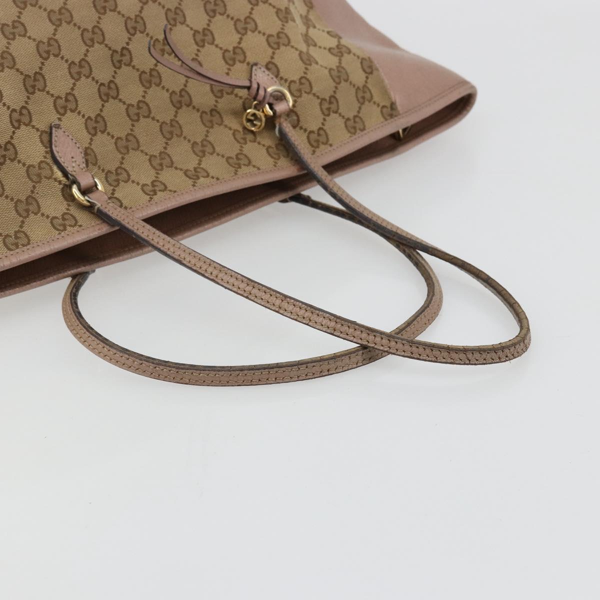GUCCI GG Canvas Tote Bag Beige Gold 323671 Auth BA12545