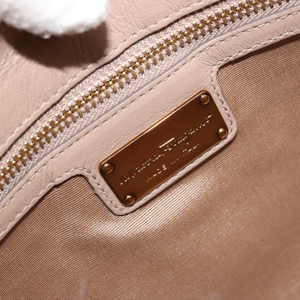 Salvatore Ferragamo Gancini Chain Tote Bag Leather Pink Gold Auth BA12546A