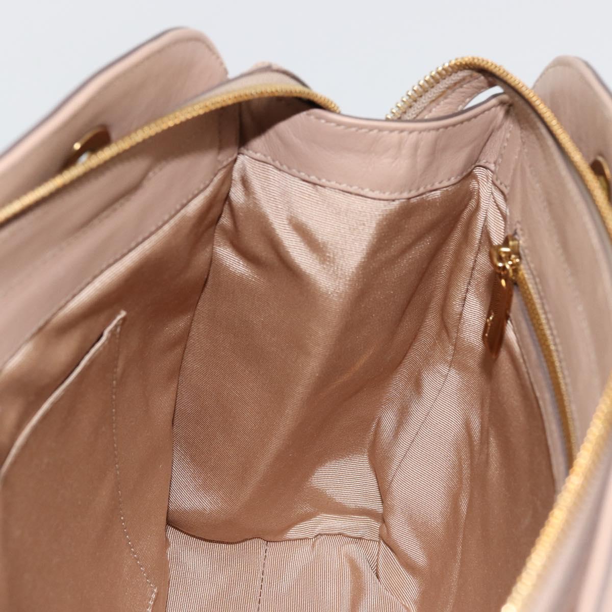 Salvatore Ferragamo Gancini Chain Tote Bag Leather Pink Gold Auth BA12546A