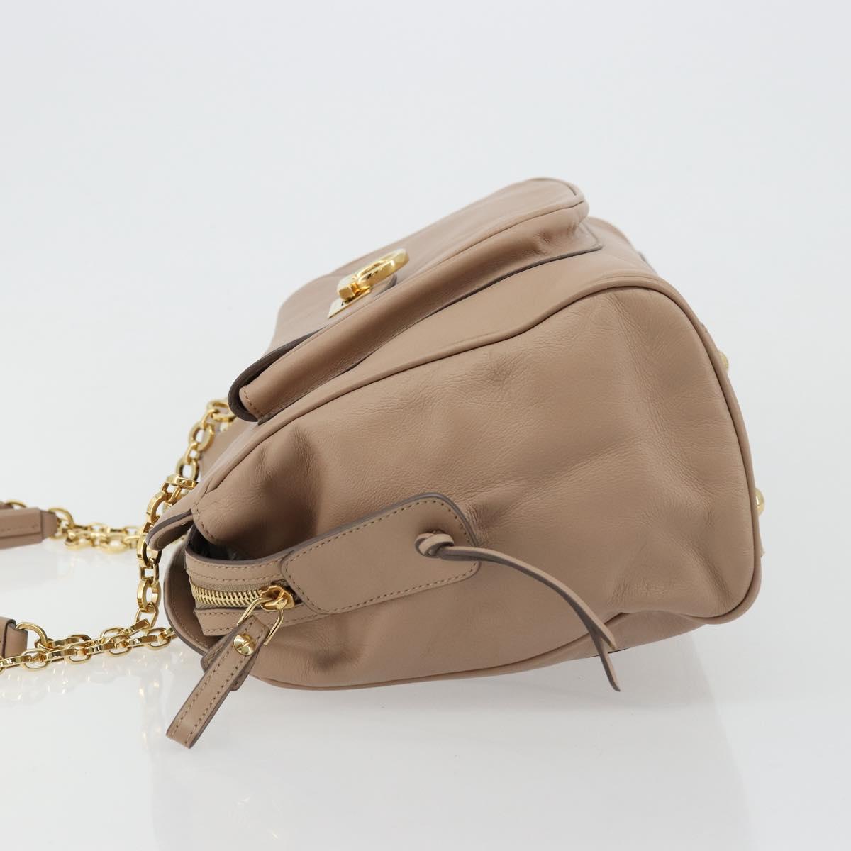 Salvatore Ferragamo Gancini Chain Tote Bag Leather Pink Gold Auth BA12546A