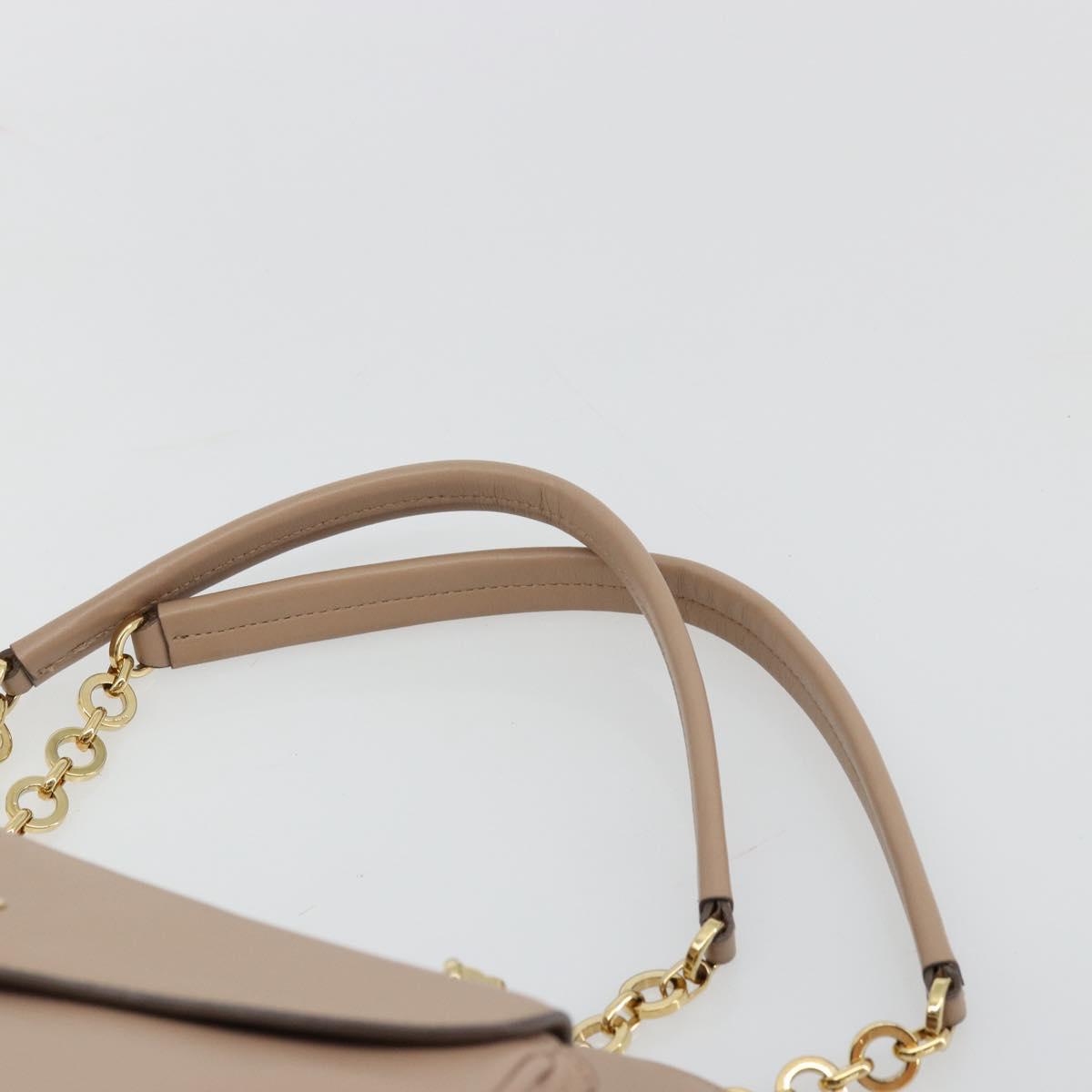 Salvatore Ferragamo Gancini Chain Tote Bag Leather Pink Gold Auth BA12546A
