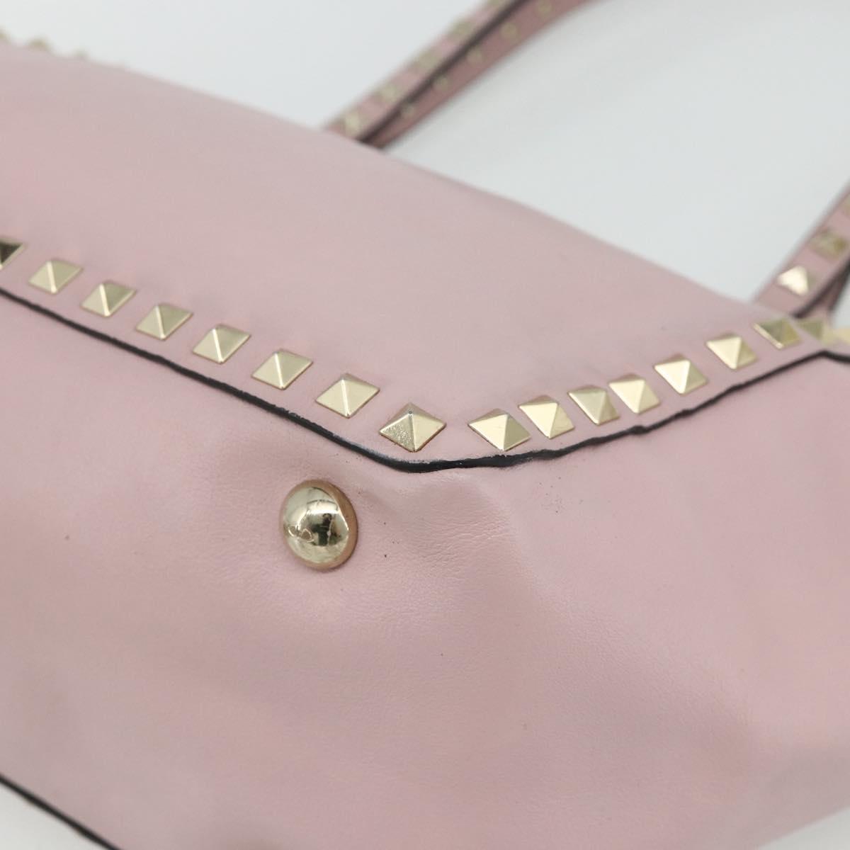 VALENTINO Tote Bag Leather 2way Pink Gold Auth BA12547A