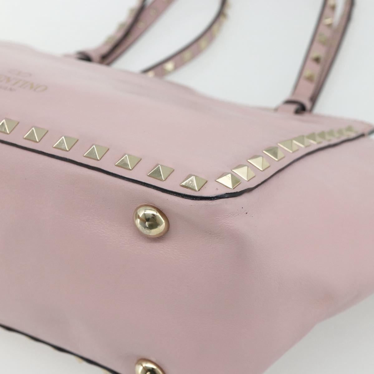 VALENTINO Tote Bag Leather 2way Pink Gold Auth BA12547A