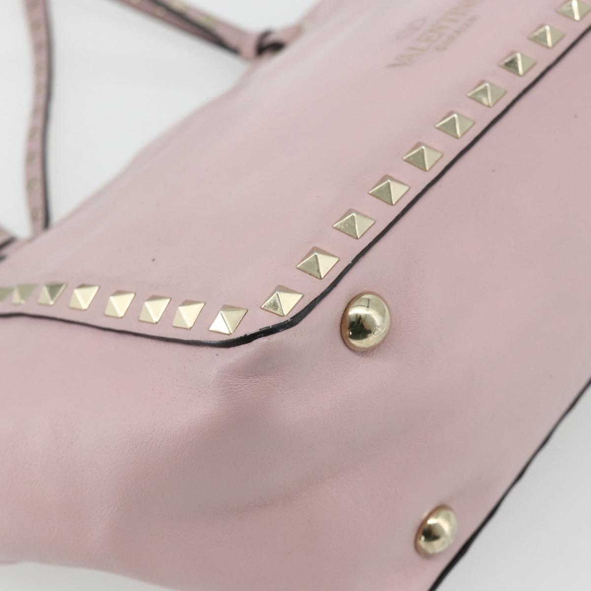 VALENTINO Tote Bag Leather 2way Pink Gold Auth BA12547A