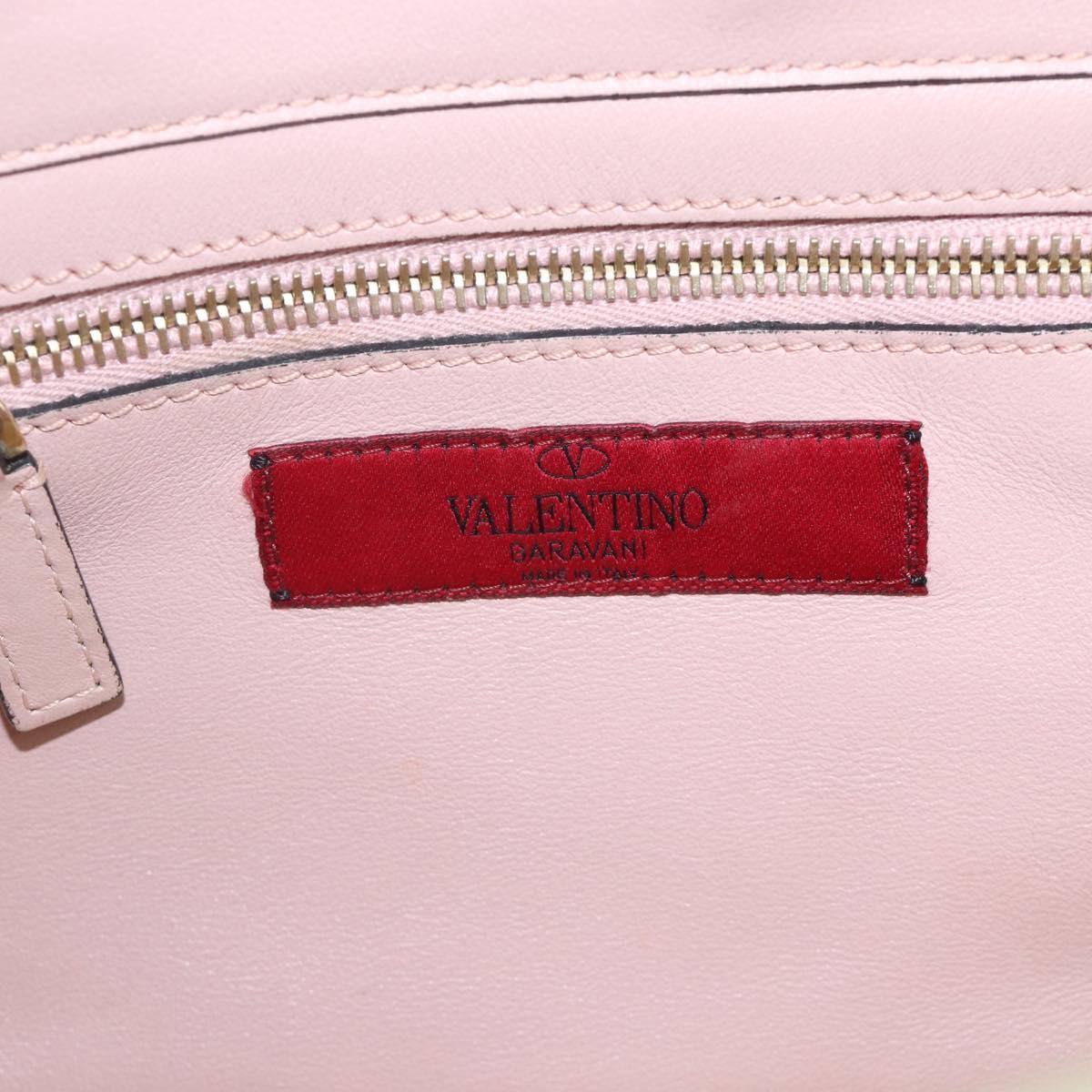 VALENTINO Tote Bag Leather 2way Pink Gold Auth BA12547A