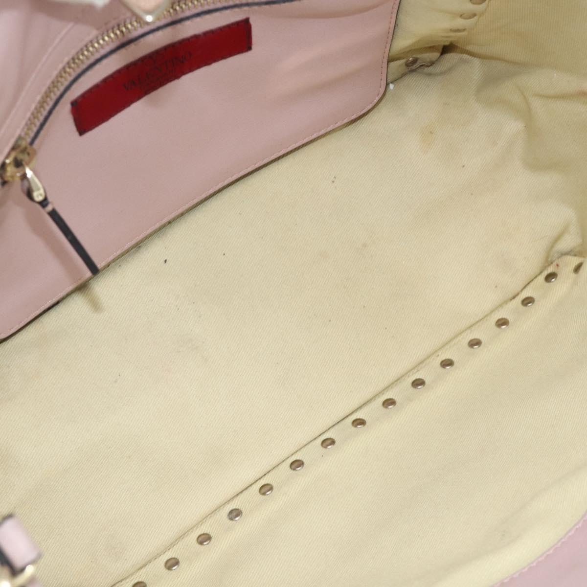 VALENTINO Tote Bag Leather 2way Pink Gold Auth BA12547A