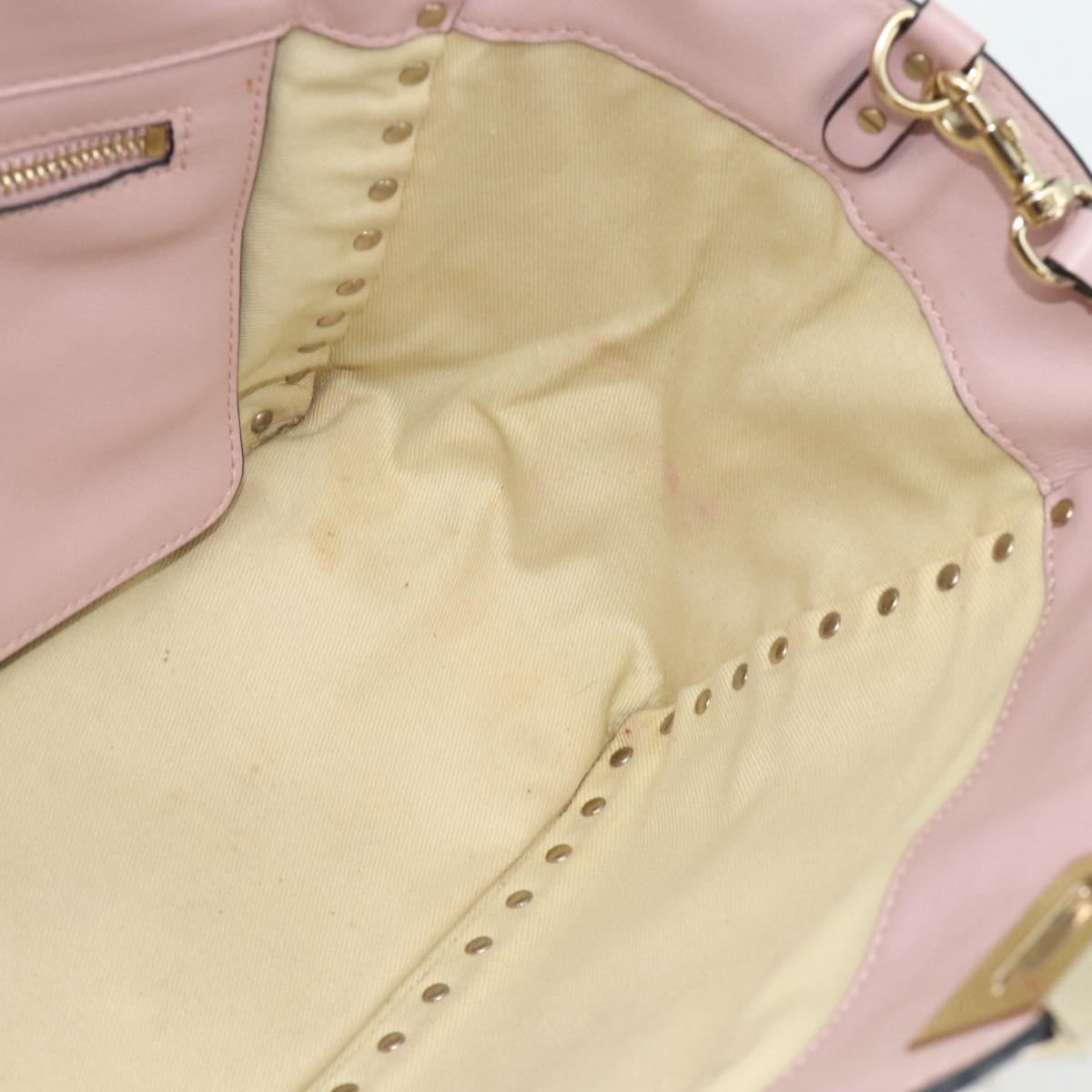 VALENTINO Tote Bag Leather 2way Pink Gold Auth BA12547A