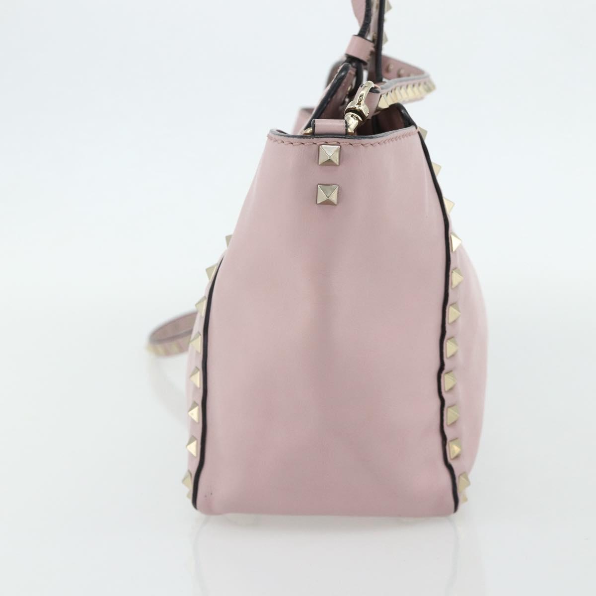 VALENTINO Tote Bag Leather 2way Pink Gold Auth BA12547A