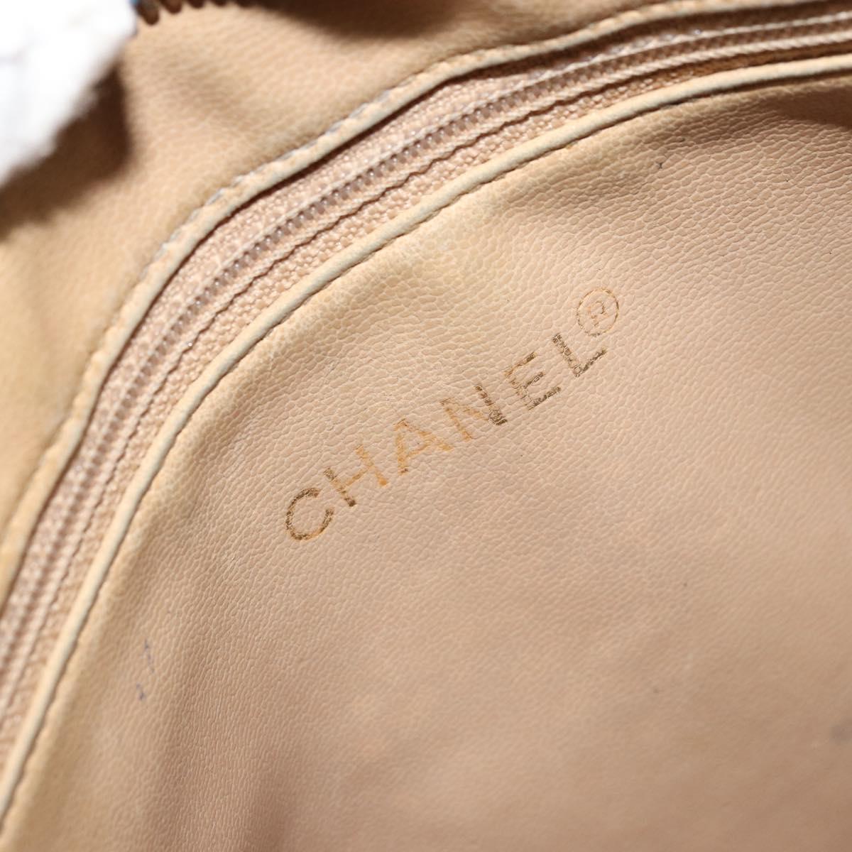 CHANEL Shoulder Bag Caviar Skin Blue Gold CC Auth BA12548A