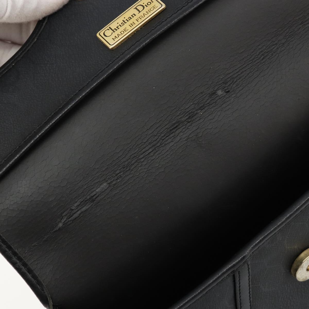 Christian Dior Honeycomb Canvas Shoulder Bag PVC Black Gold Auth BA12549