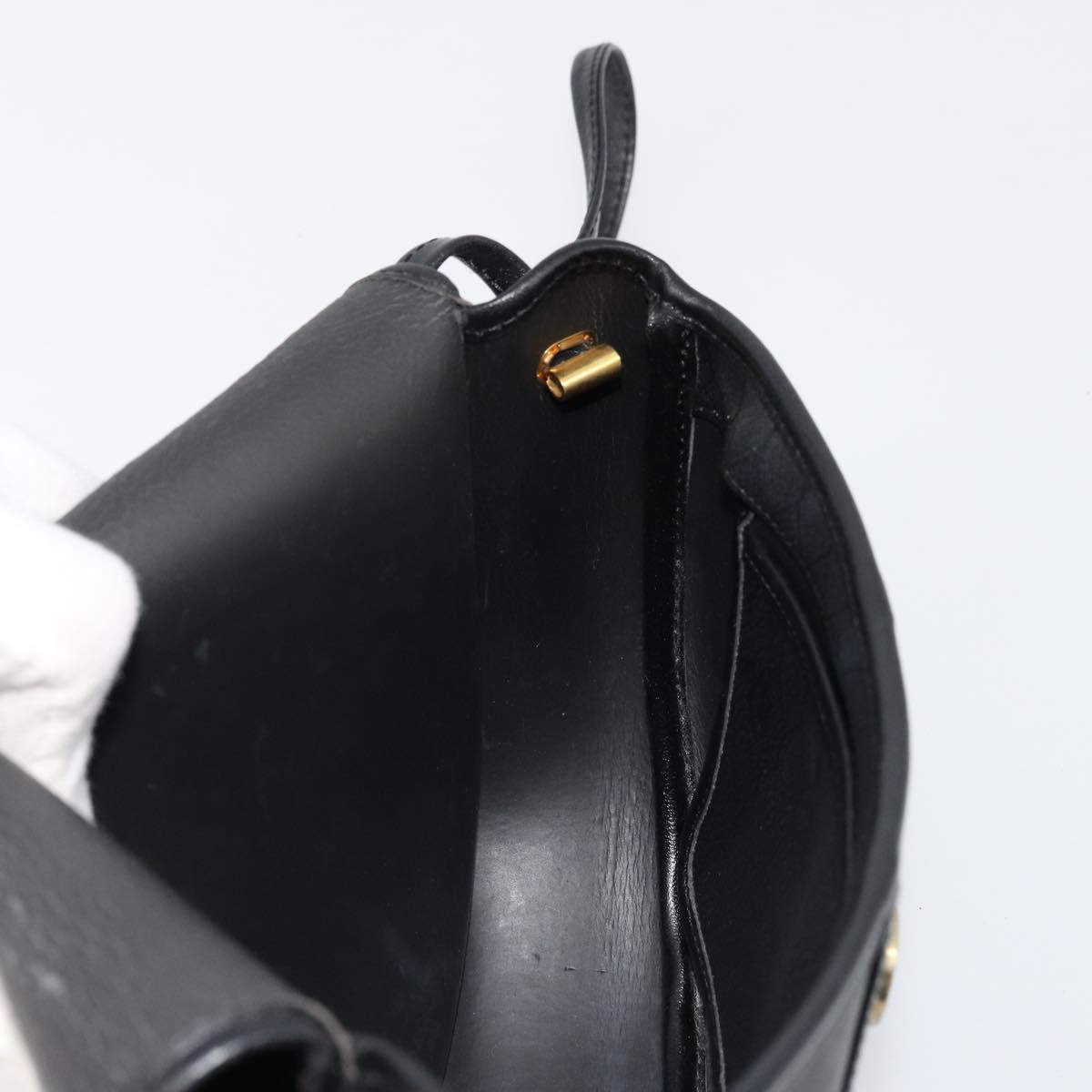 Christian Dior Honeycomb Canvas Shoulder Bag PVC Black Gold Auth BA12549