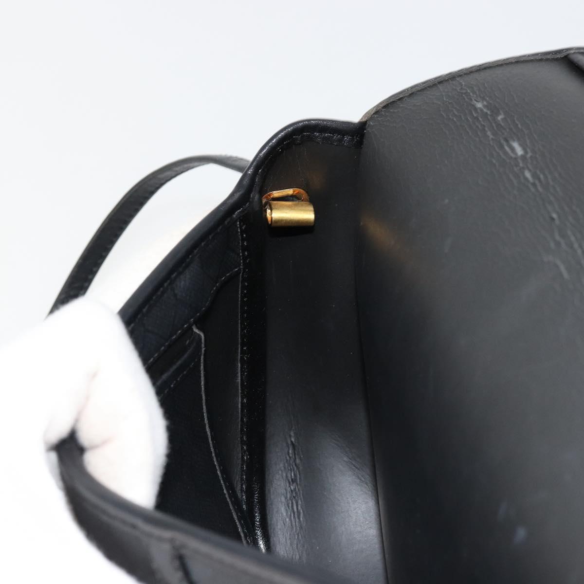Christian Dior Honeycomb Canvas Shoulder Bag PVC Black Gold Auth BA12549