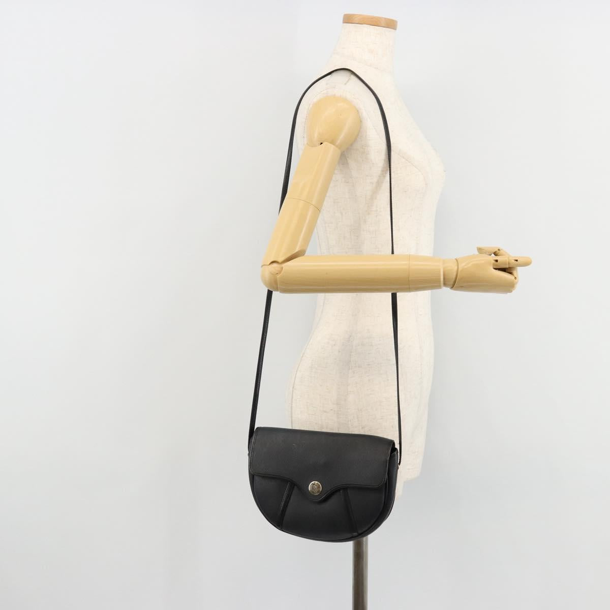 Christian Dior Honeycomb Canvas Shoulder Bag PVC Black Gold Auth BA12549
