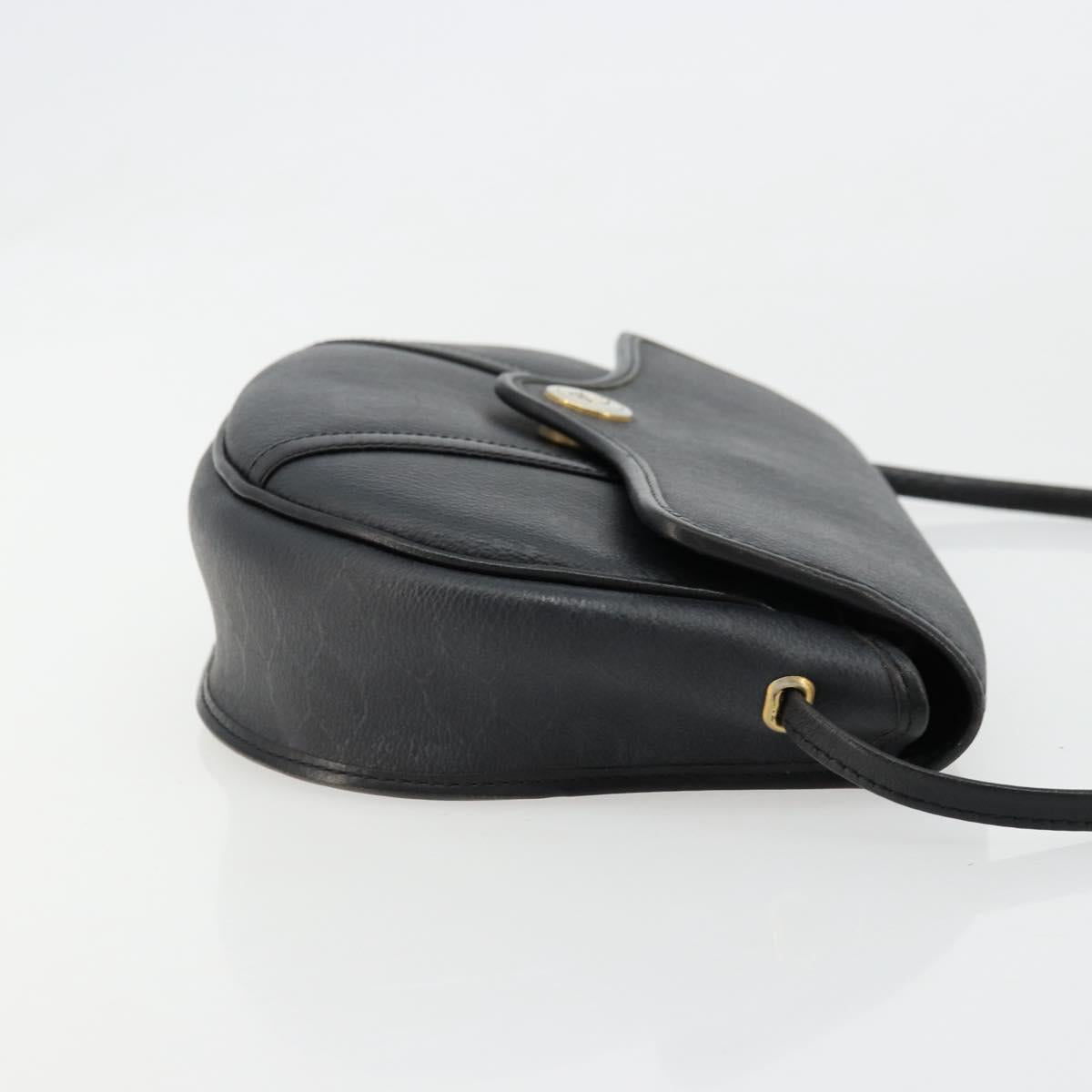 Christian Dior Honeycomb Canvas Shoulder Bag PVC Black Gold Auth BA12549