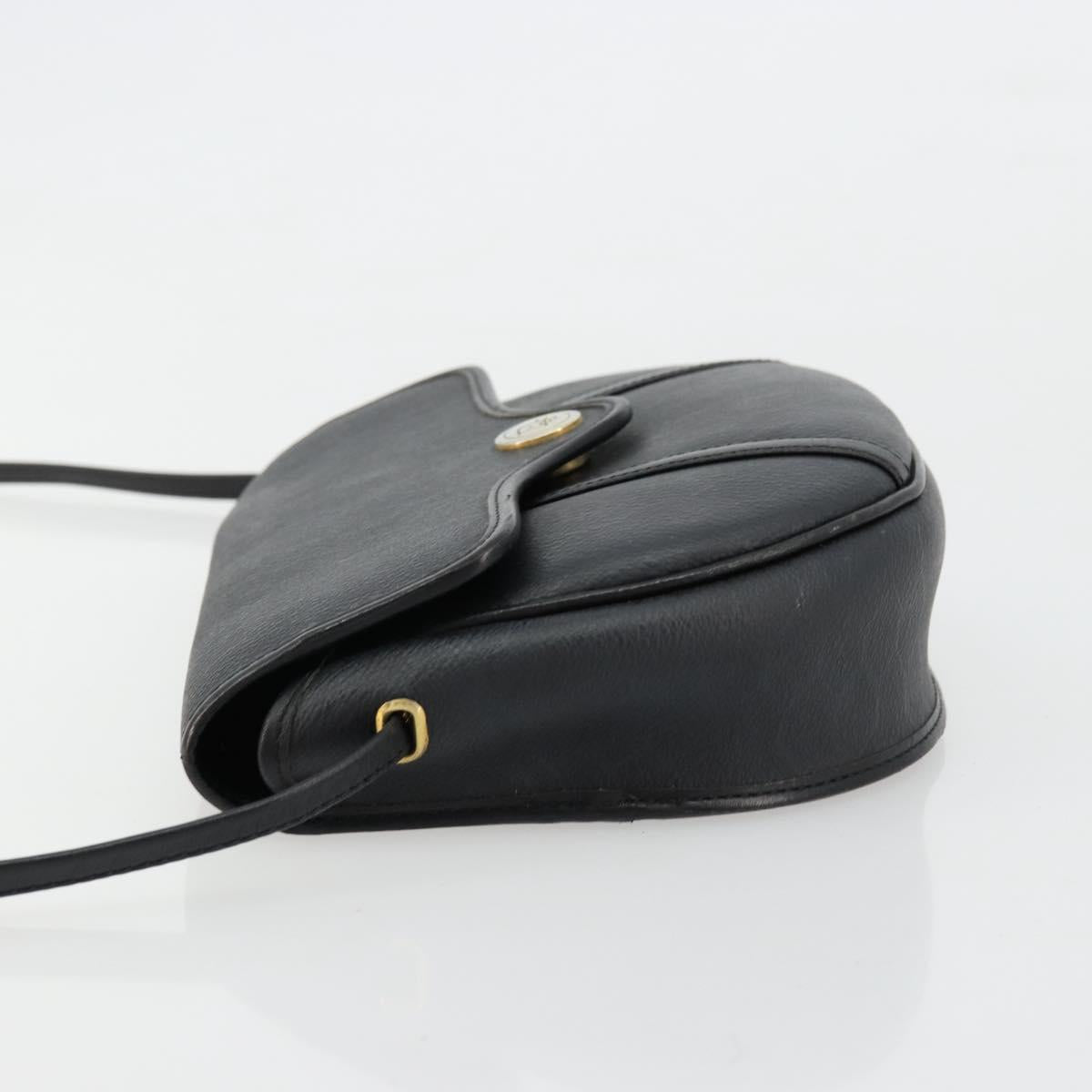 Christian Dior Honeycomb Canvas Shoulder Bag PVC Black Gold Auth BA12549