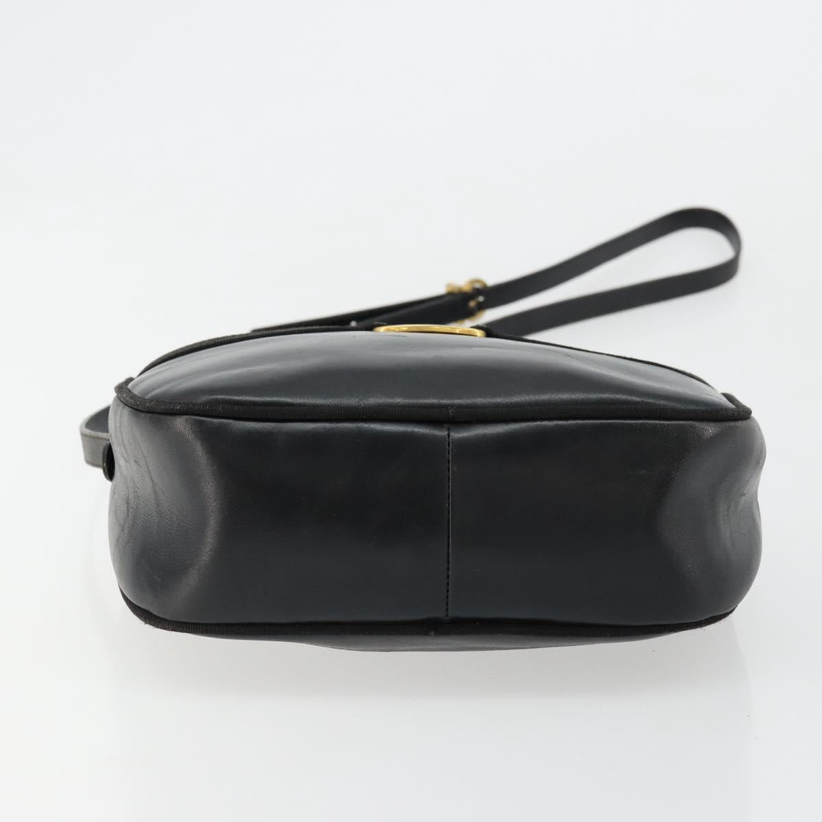 Salvatore Ferragamo Vala Shoulder Bag Leather Black Gold Auth BA12552