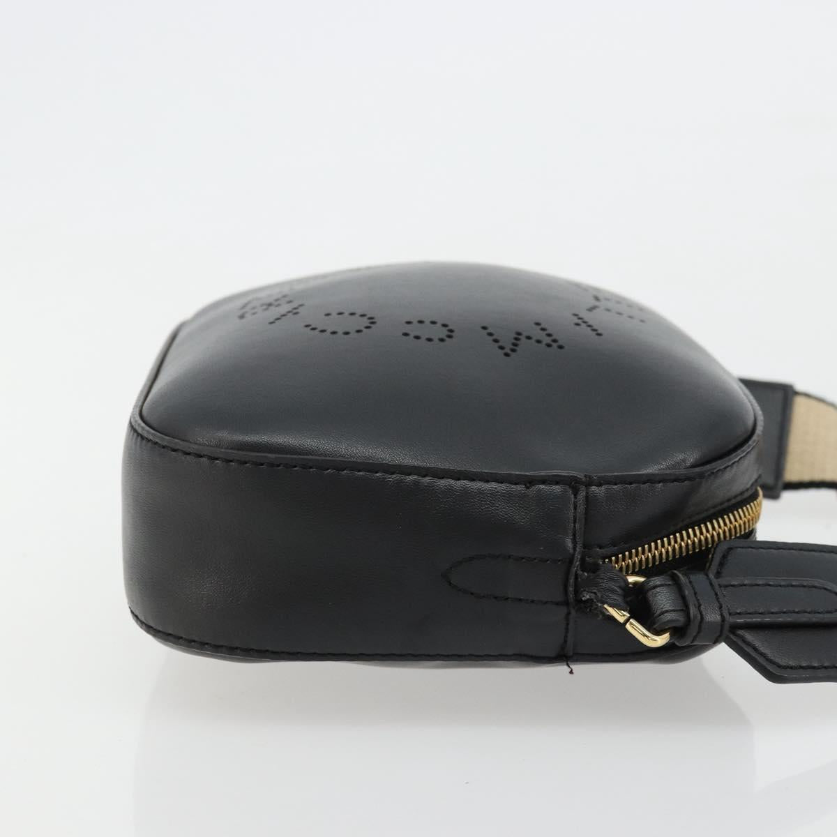 Stella MacCartney Shoulder Bag Leather Black Gold Auth BA12564