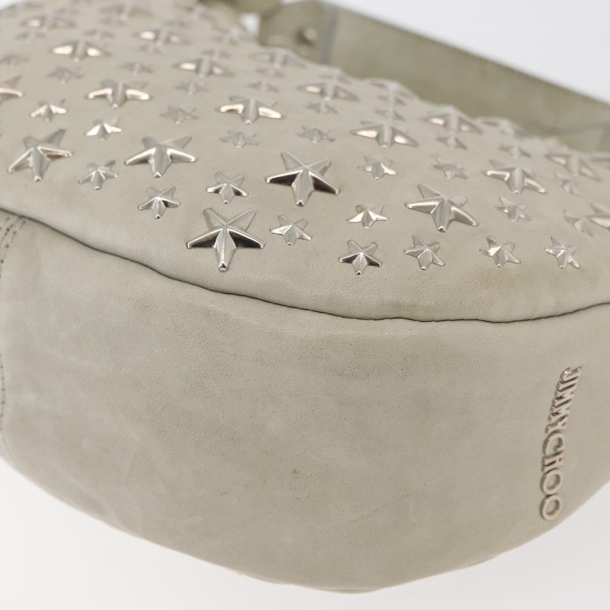 Jimmy Choo Shoulder Bag Leather Ivory Silver Auth BA12565A
