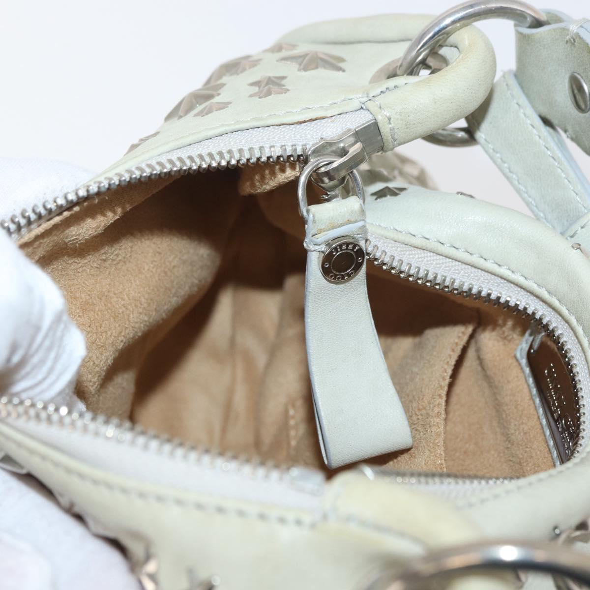 Jimmy Choo Shoulder Bag Leather Ivory Silver Auth BA12565A