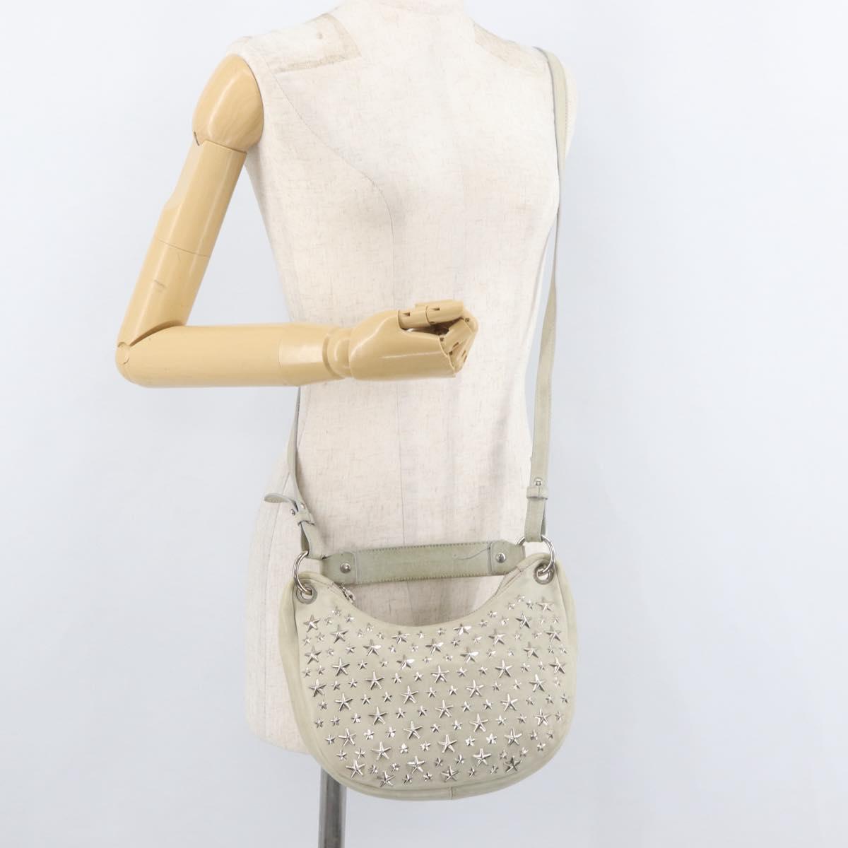 Jimmy Choo Shoulder Bag Leather Ivory Silver Auth BA12565A