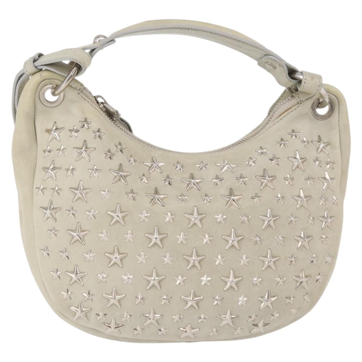 Jimmy Choo Shoulder Bag Leather Ivory Silver Auth BA12565A