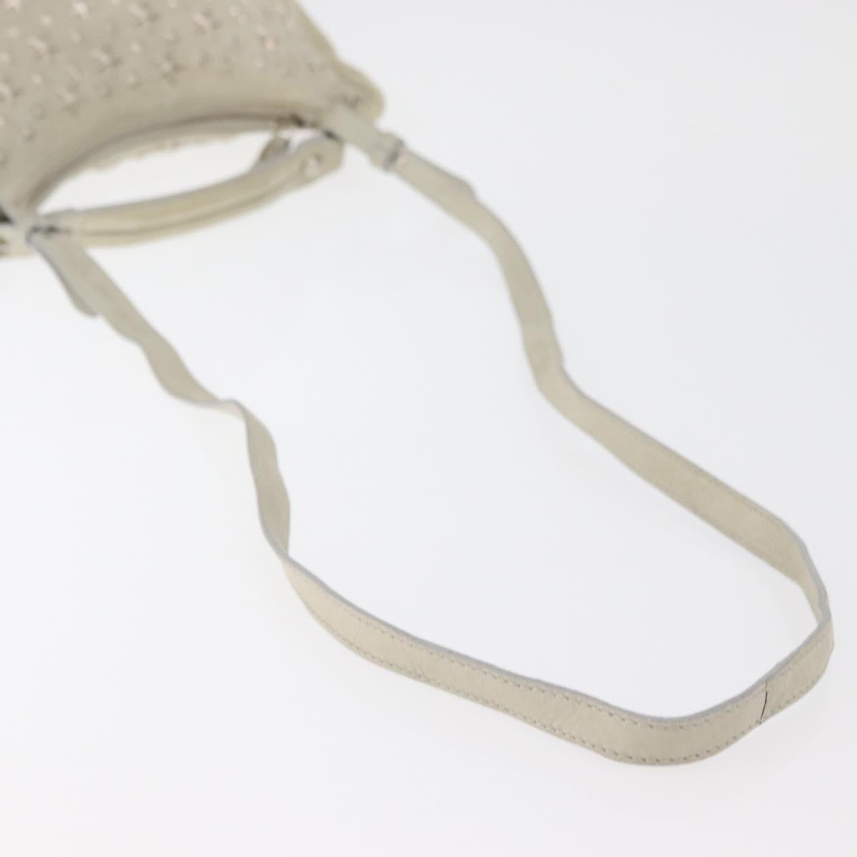 Jimmy Choo Shoulder Bag Leather Ivory Silver Auth BA12565A