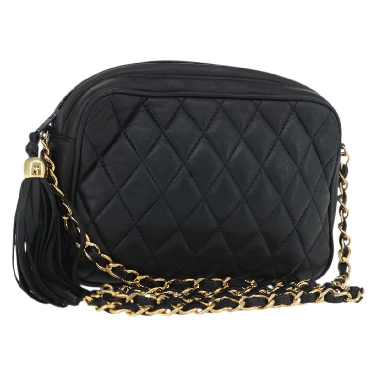 BALLY Chain Shoulder Bag Leather Black Gold Auth BA12567A