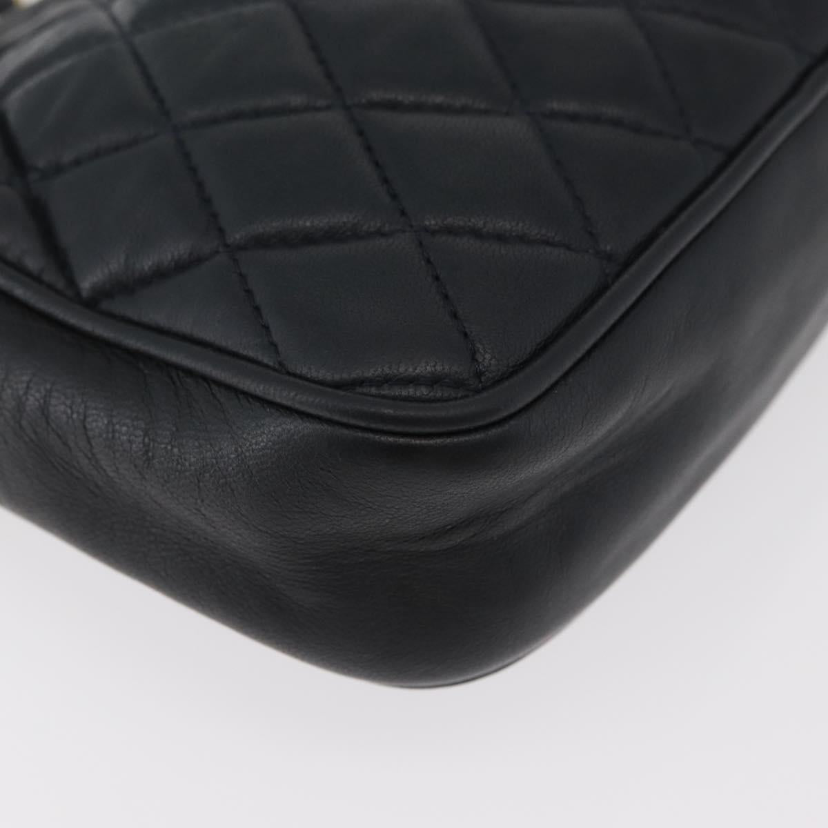 BALLY Chain Shoulder Bag Leather Black Gold Auth BA12567A