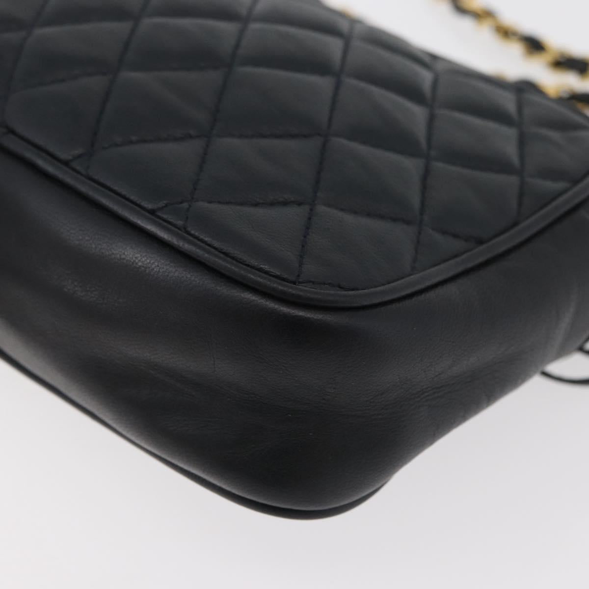 BALLY Chain Shoulder Bag Leather Black Gold Auth BA12567A