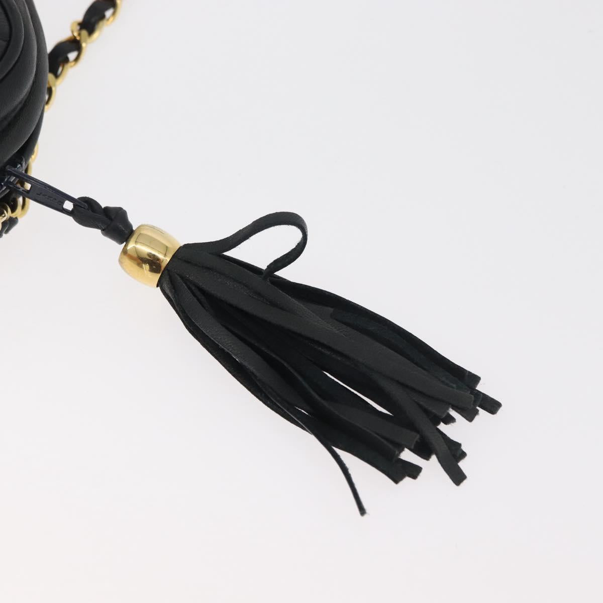 BALLY Chain Shoulder Bag Leather Black Gold Auth BA12567A