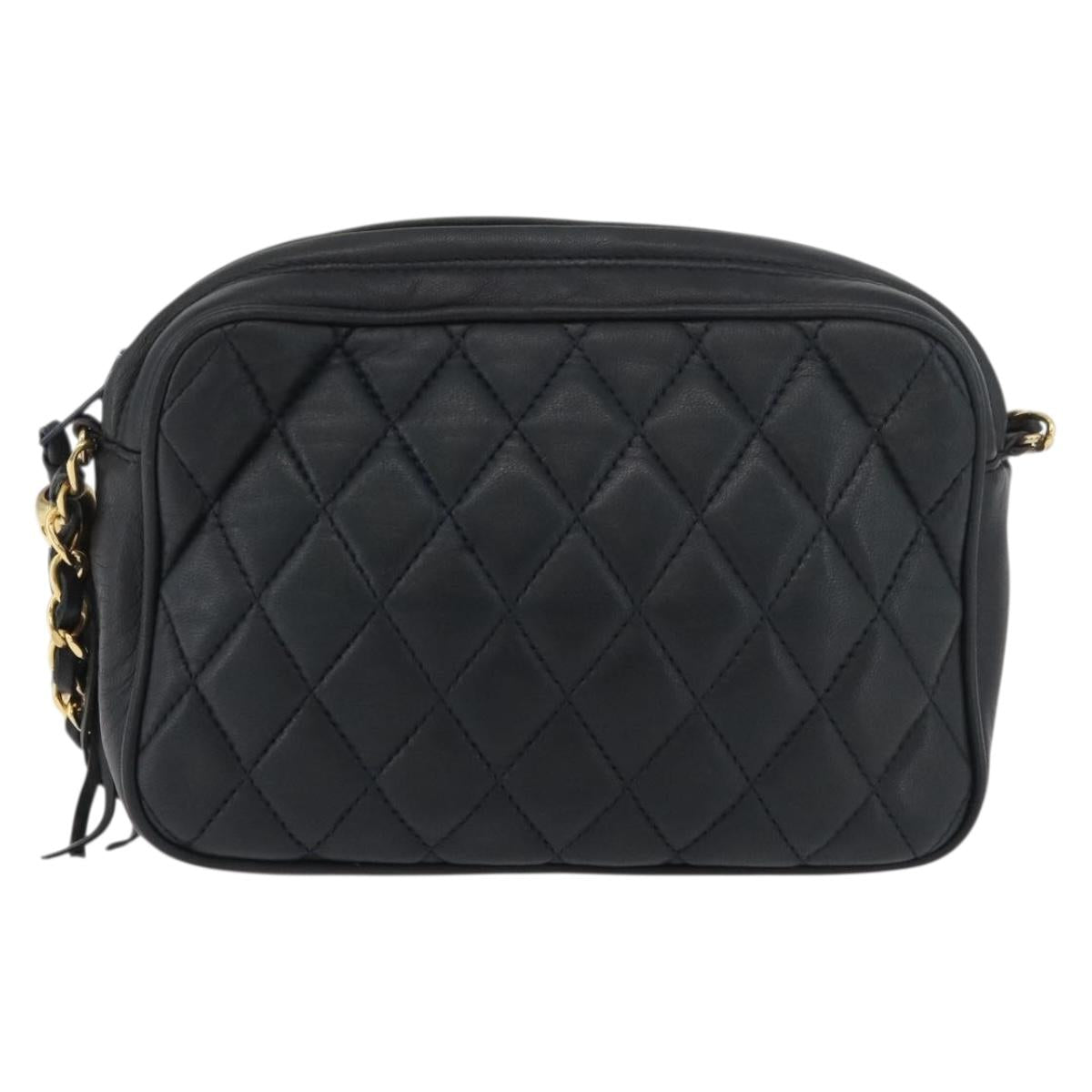 BALLY Chain Shoulder Bag Leather Black Gold Auth BA12567A