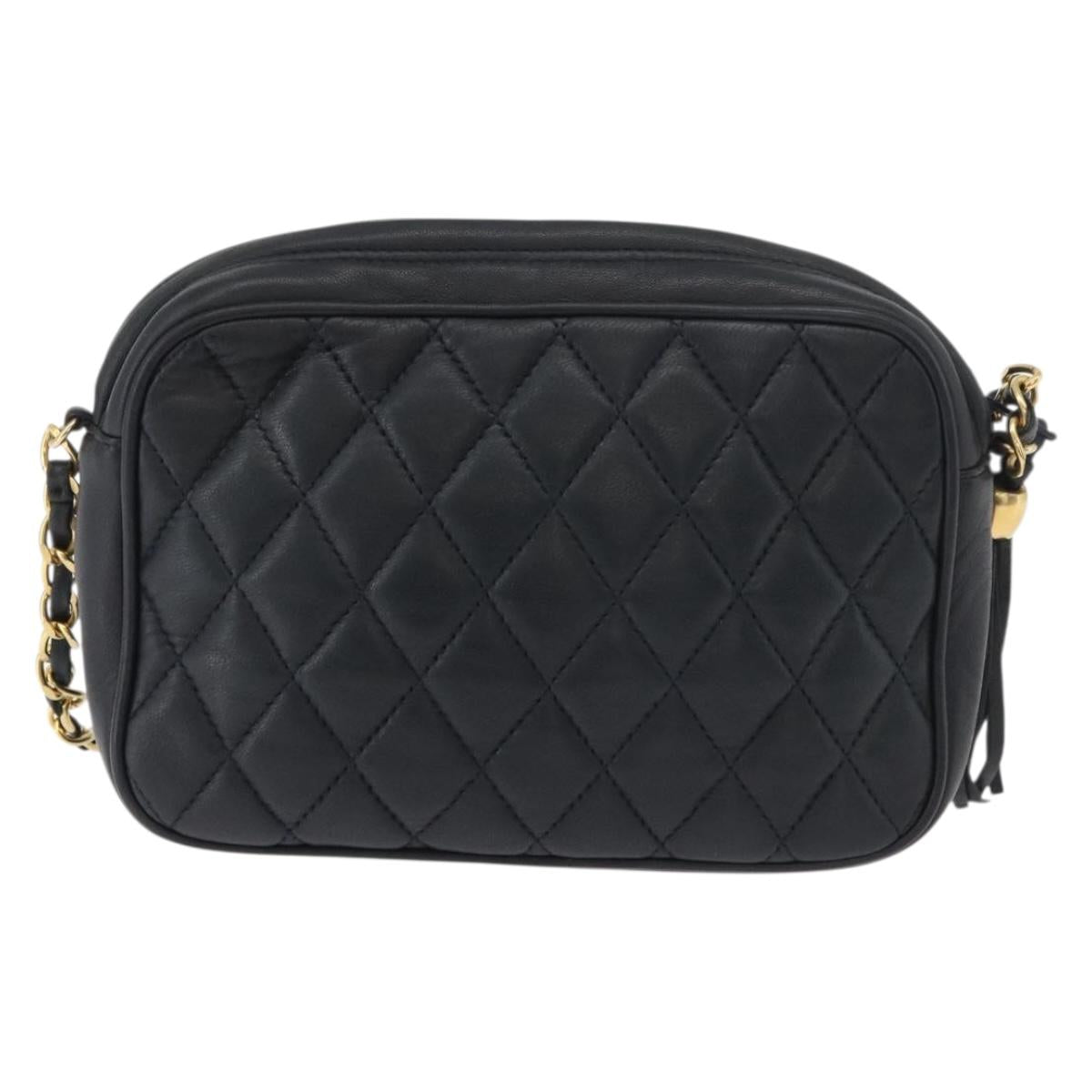 BALLY Chain Shoulder Bag Leather Black Gold Auth BA12567A