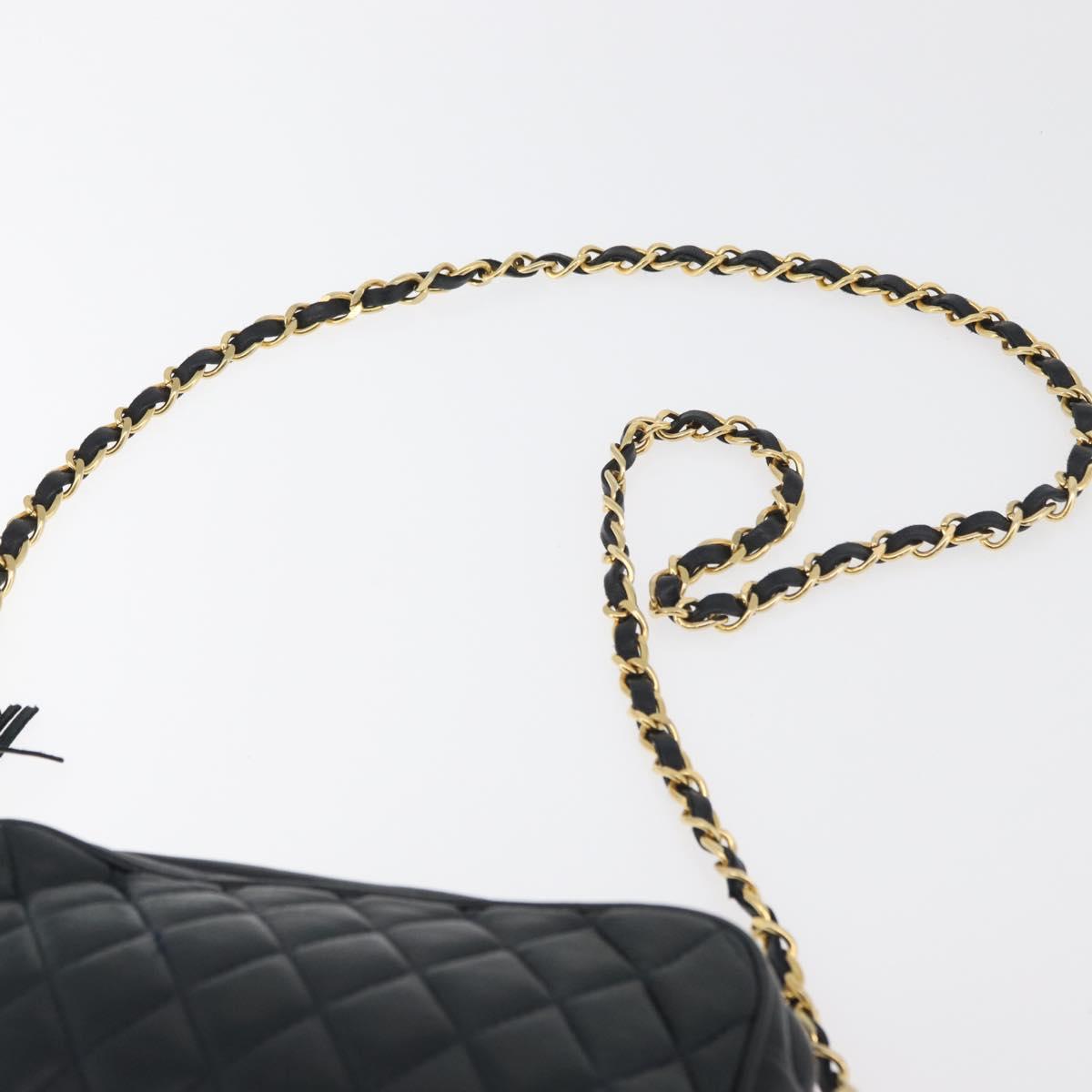 BALLY Chain Shoulder Bag Leather Black Gold Auth BA12567A