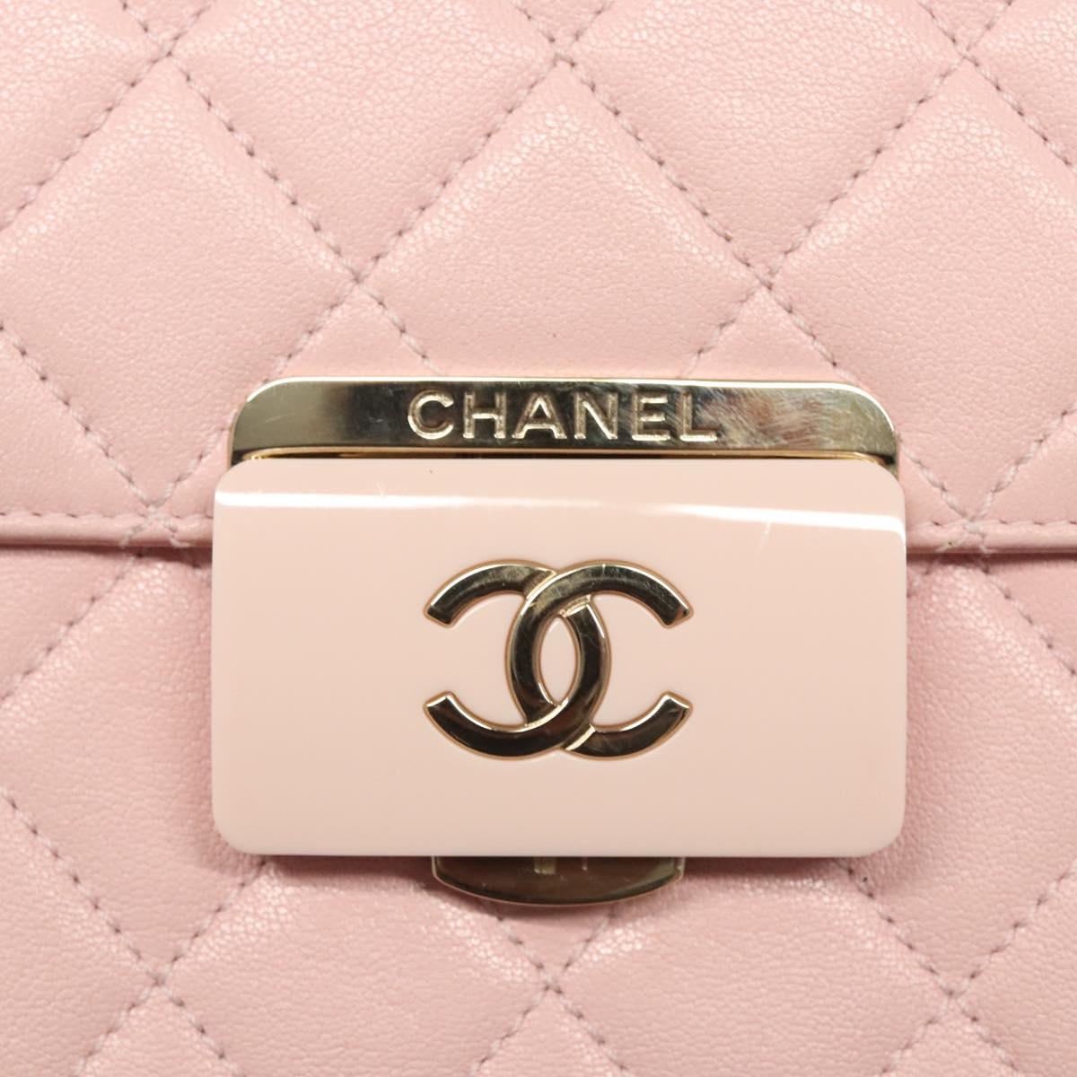 CHANEL Matelasse25 Single Flap Chain Shoulder Bag Lamb Skin Pink CC Auth BA1256AM