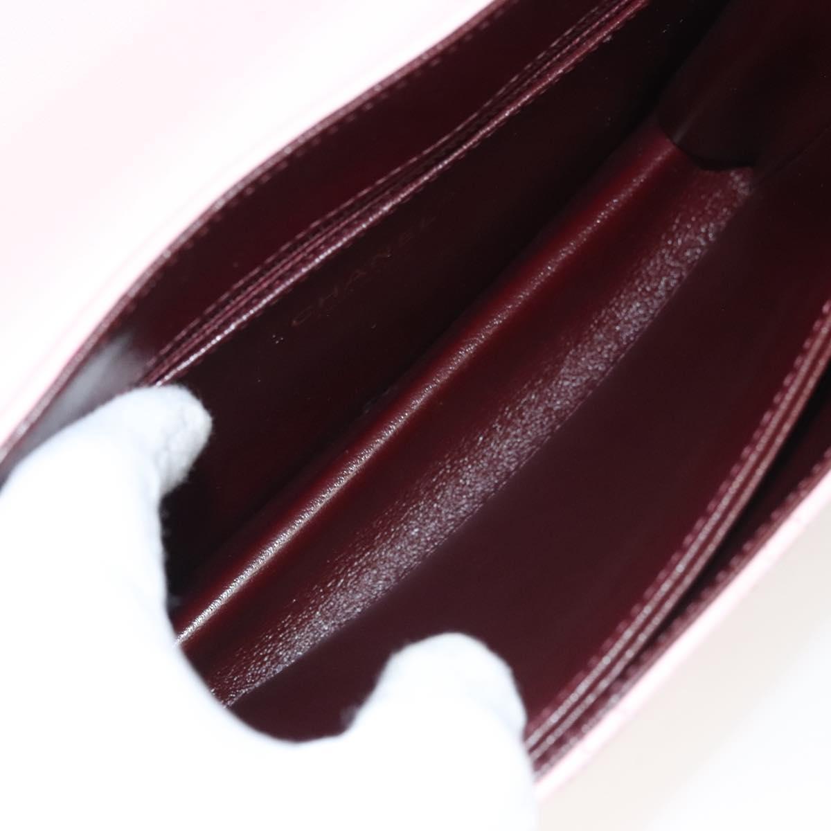 CHANEL Matelasse25 Single Flap Chain Shoulder Bag Lamb Skin Pink CC Auth BA1256AM