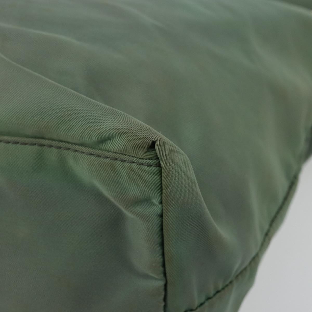 PRADA Tote Bag Nylon Green Gold Auth BA12579