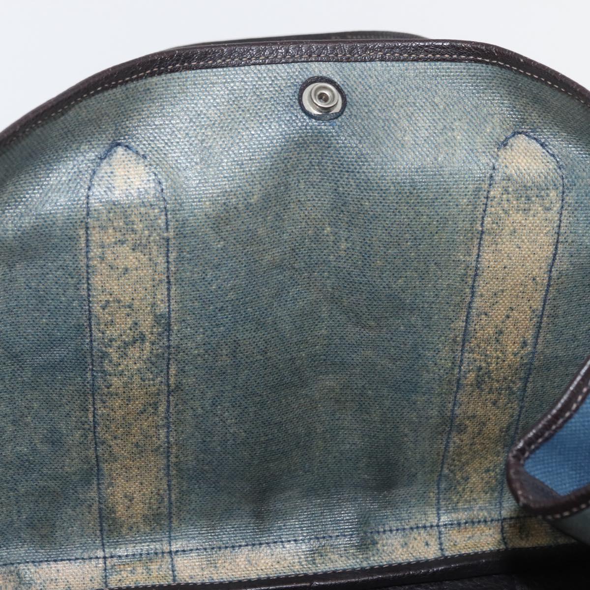 HERMES Garden Party PM Hand Bag Canvas Blue Silver Auth BA12580