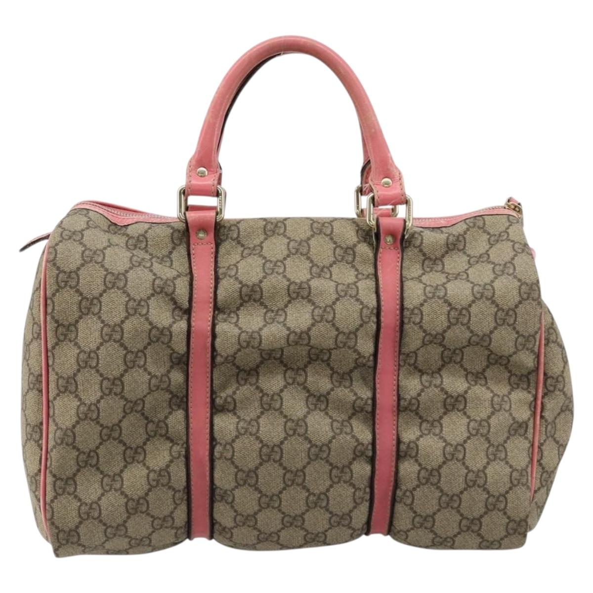 GUCCI GG Supreme Boston Bag PVC Beige Gold 193603 Auth BA12581