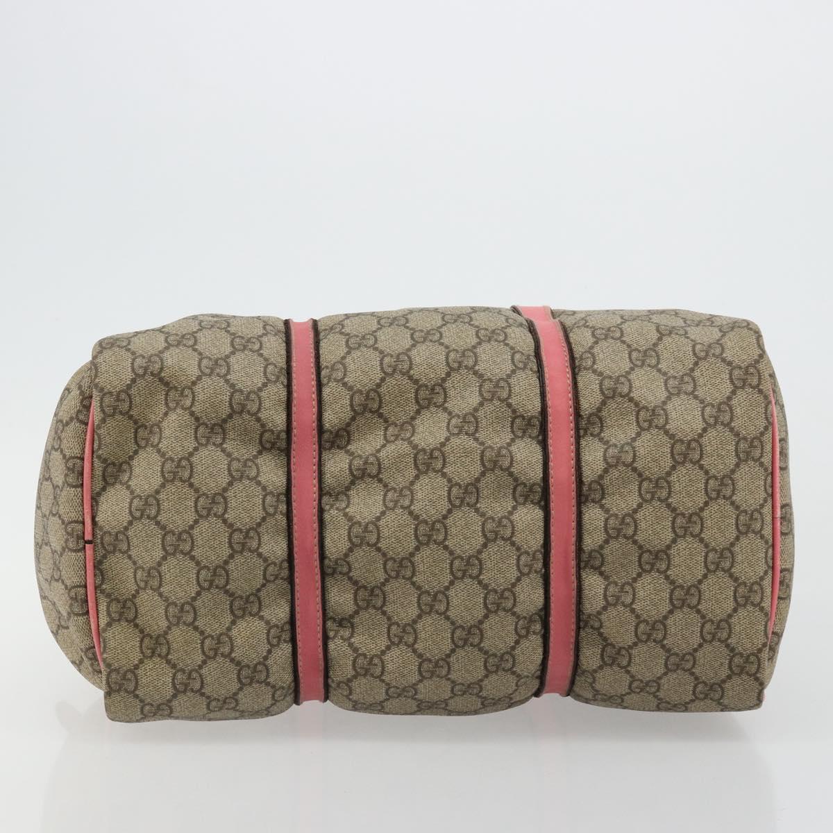 GUCCI GG Supreme Boston Bag PVC Beige Gold 193603 Auth BA12581