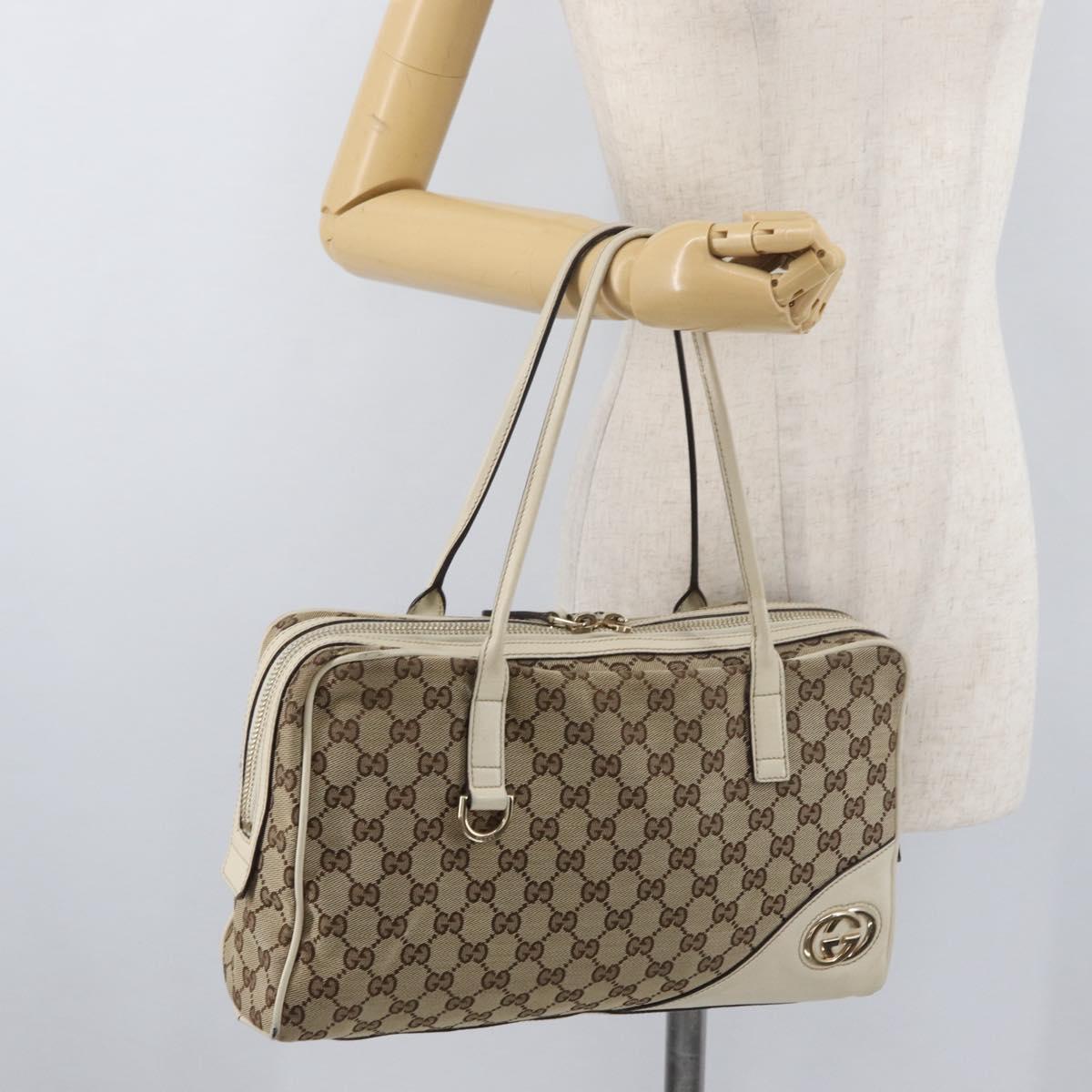 GUCCI GG Canvas Tote Bag Beige Gold 169971 Auth BA12582