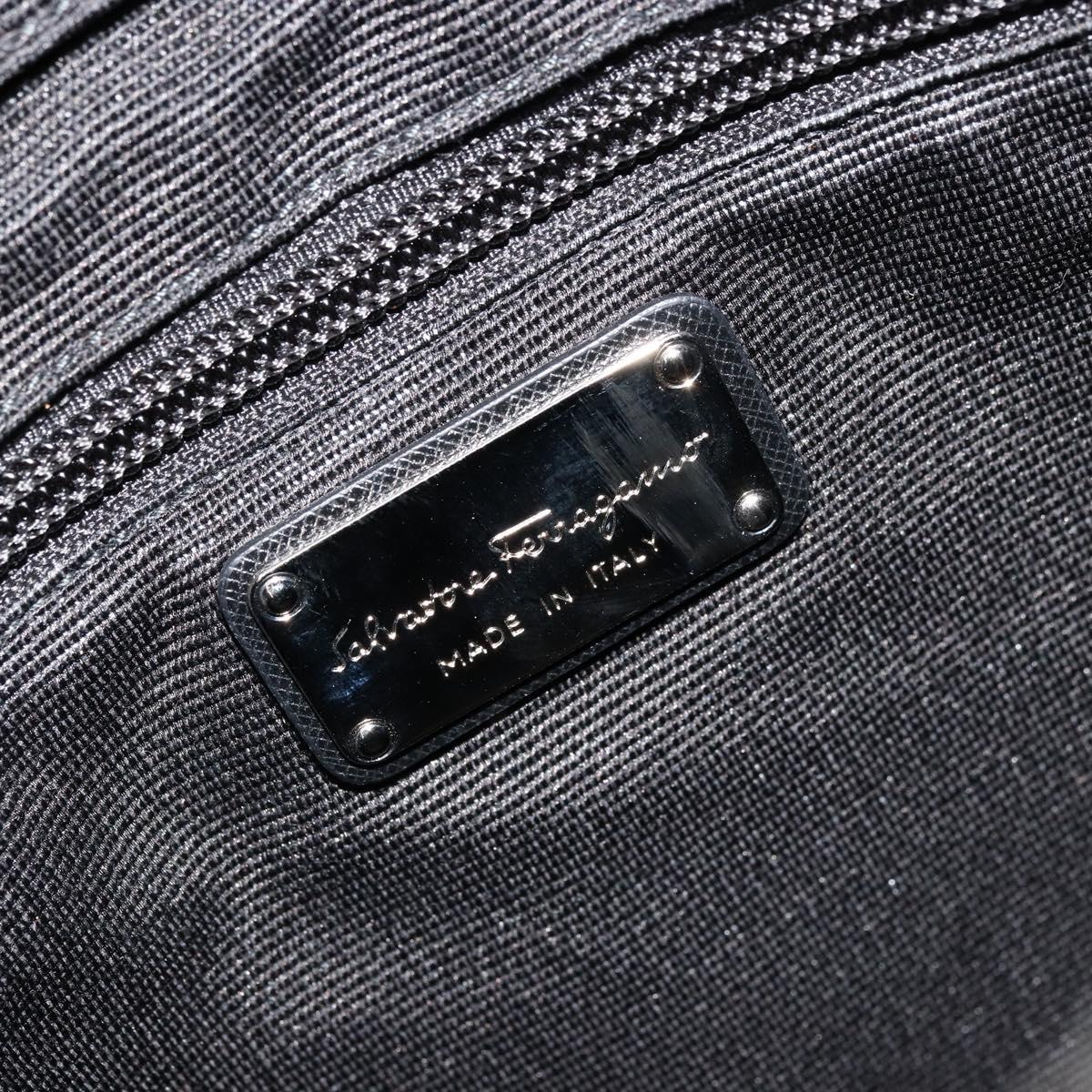 Salvatore Ferragamo Vara Ribbon Shoulder Bag Leather Silver Black Auth BA12583