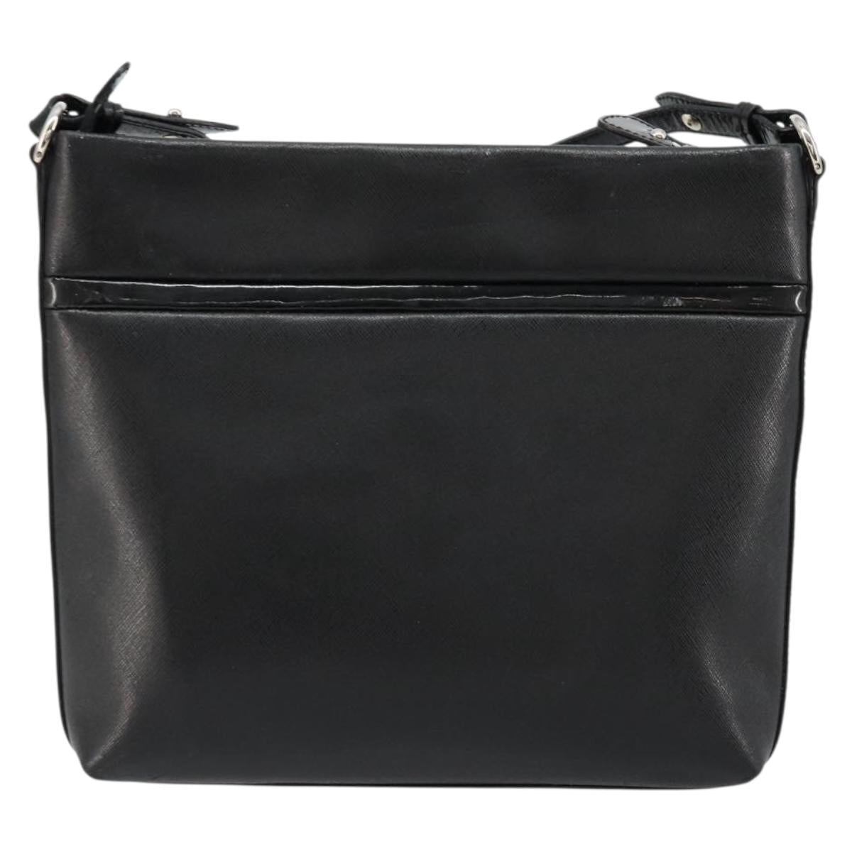 Salvatore Ferragamo Vara Ribbon Shoulder Bag Leather Silver Black Auth BA12583