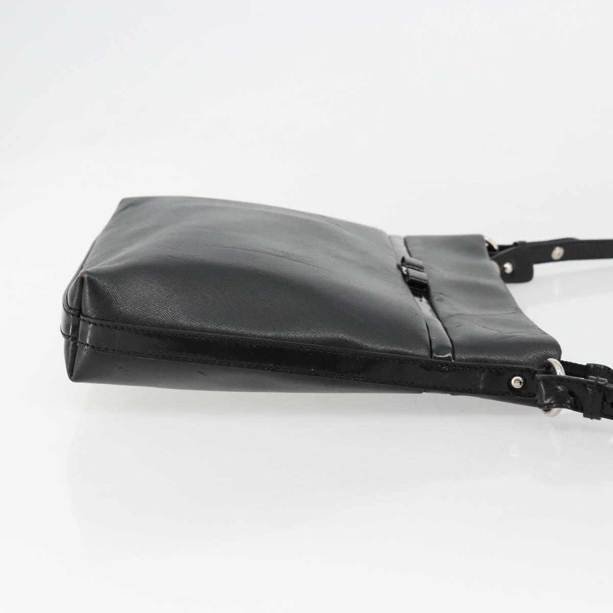 Salvatore Ferragamo Vara Ribbon Shoulder Bag Leather Silver Black Auth BA12583