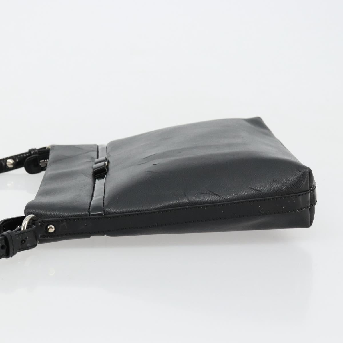 Salvatore Ferragamo Vara Ribbon Shoulder Bag Leather Silver Black Auth BA12583